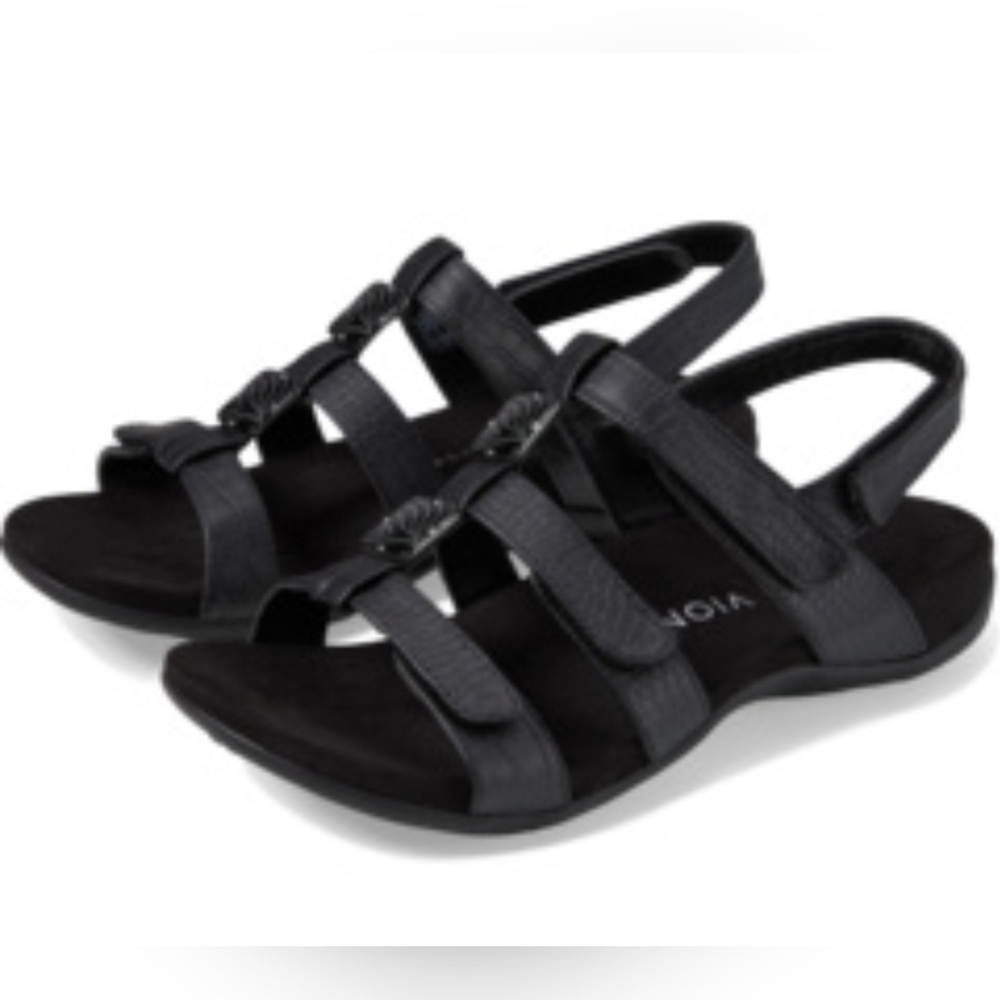 Vionic Black Sandals with Cushioned Sole and Slingback Strap‎